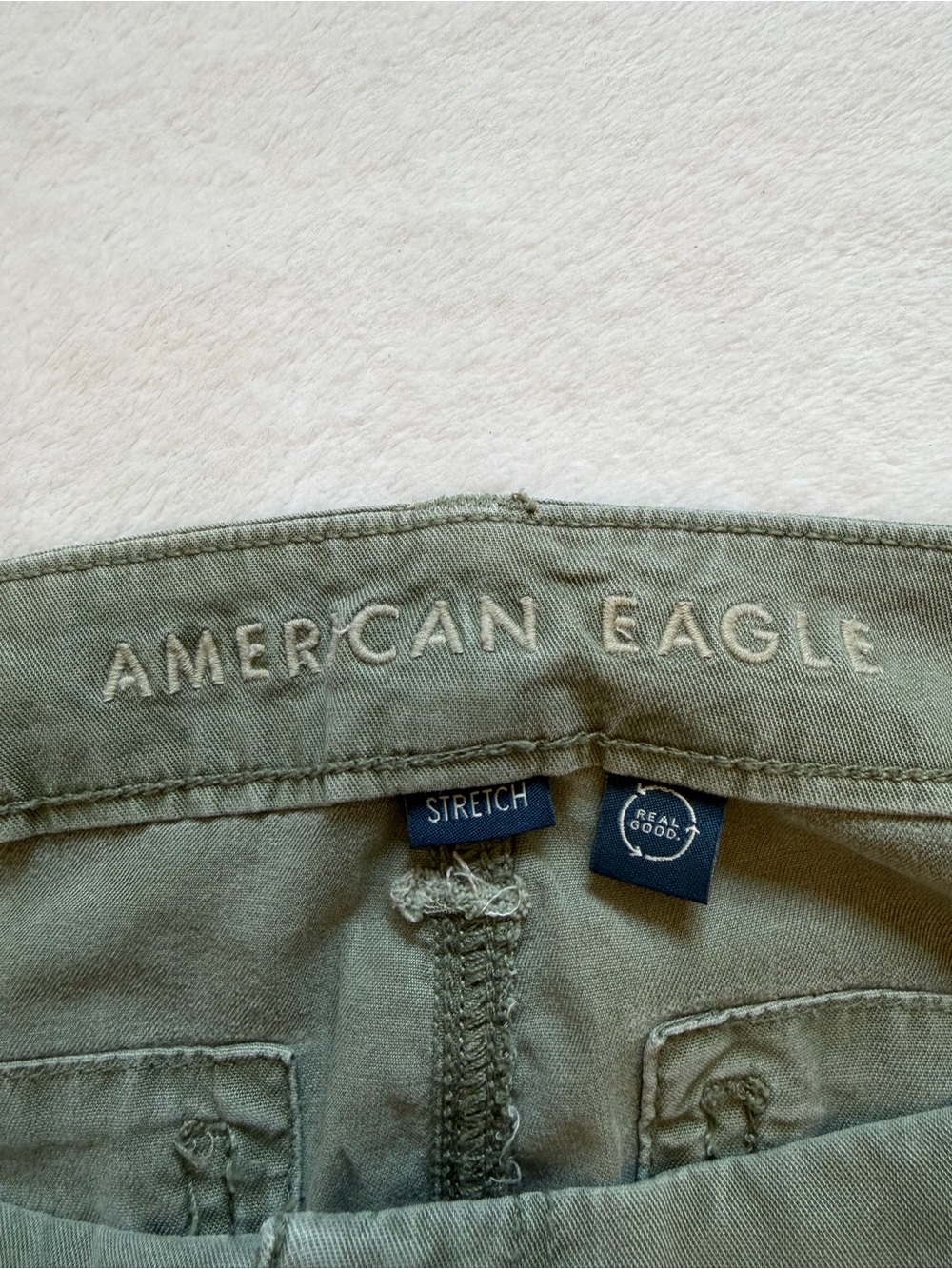American Eagle Olive Green Super High Ruse Baggy Wide-Leg Cargo Pants - Picture 7 of 12